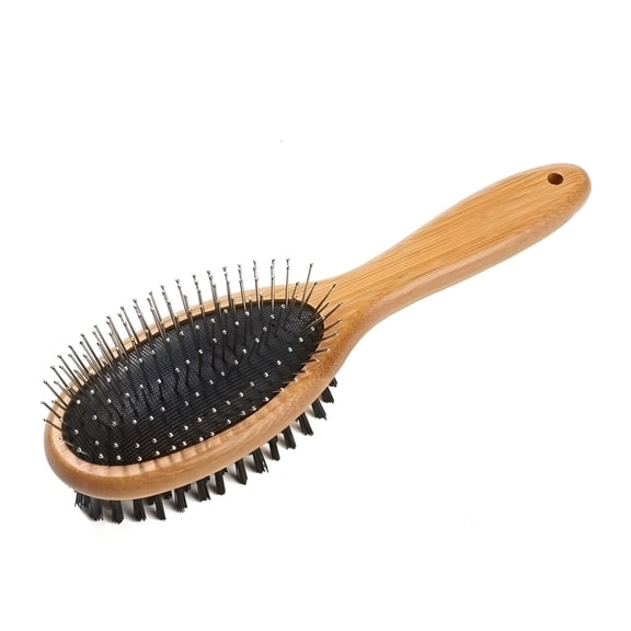 ACDANC Dog Brush,Double Sided Pet Slicker Brush with Bamboo Handle for Dogs and Cats Long Hair Pets Grooming Comb for Removing Shedding,Tangles and Dead Undercoat