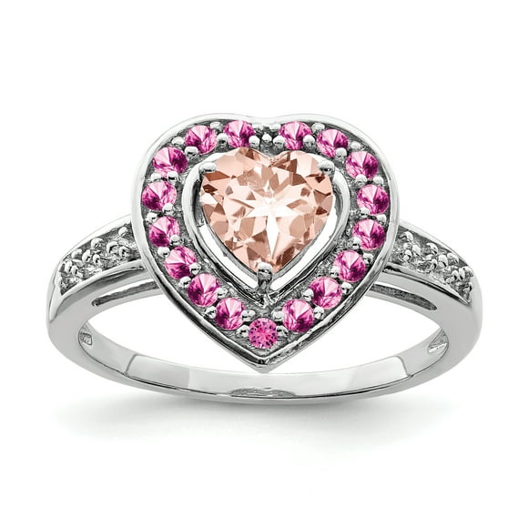 925 Sterling Silver Morganite Heart Ring Love Gemstone