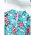 thumbnail image 4 of HULIJA Toddler Girls Long Sleeves Swimwear Floral Printed Bathing Suit with Zipper Blue 0-3 Months, 4 of 6