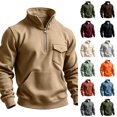 thumbnail image 4 of Mens Quarter Zip Pullover Sweatshirt Fall Winter Long Sleeve Casual Plain Stand Collared Sweatshirts with Pockets, 4 of 6