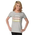thumbnail image 4 of Gobble Gobble Thanksgiving Turkey Womens Fitted Plus Size Graphic Tee Brisco Brands 2X, 4 of 5