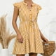 thumbnail image 4 of Vestido casual HUOGUO con estampado de rayas y cuello en V de manga corta para mujer, 4 of 5