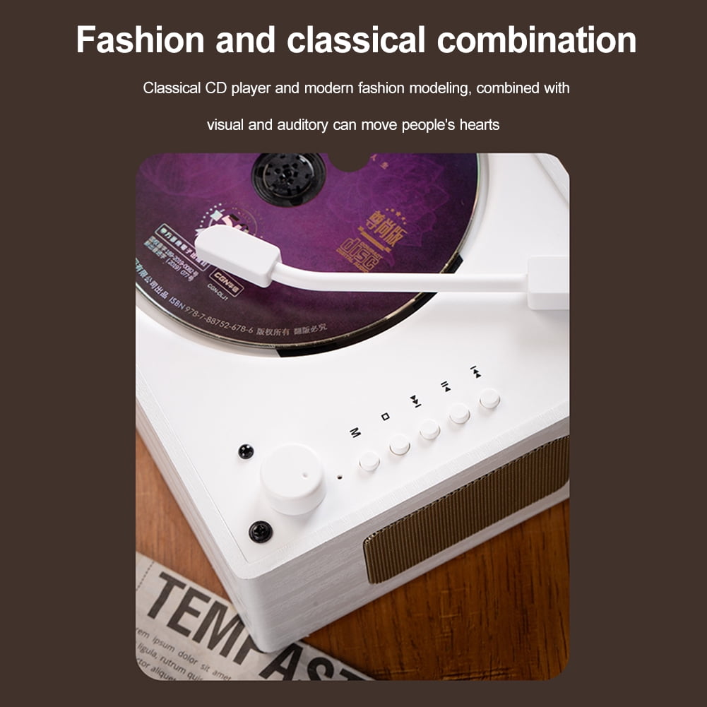 BLEEUS Cd Player Rechargeable Bluetooth-compatible 5.0 Music Player W/ Remote (White)Audio Equipment
