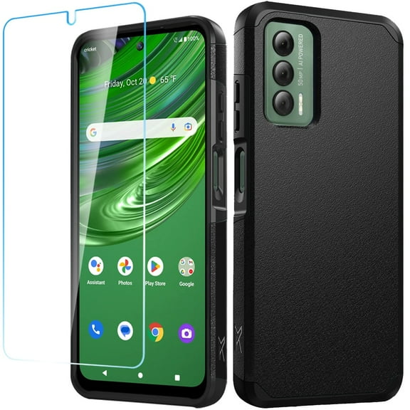 For Nokia C210 Tough Strong Protection 2in1 Shock Absorption Hybrid Dual Layer Hard PC Rubberized TPU Rubber   Screen Protector Cover ,Xpm Phone Case [ Black ]