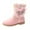 Pink, variant on Kids Ankle Boots Boys Girls Side Zipper Lace Up Work Boots Grey 7 Y-8 Y
