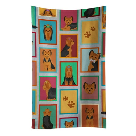 Carolines Treasures MLM1110KTWL 25 x 15 in. Unisex Lots of Black & Tan Yorkie Kitchen Towel
