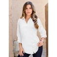 thumbnail image 4 of Roaman's Women's Plus Size Kate Long Sleeve Easy Cotton-Blend Button-Front Shirt, 4 of 6