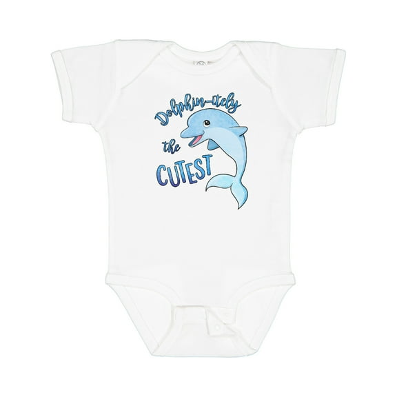 Inktastic Dolphin-itely the Cutest Boys or Girls Baby Bodysuit