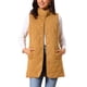 thumbnail image 1 of Chaleco acolchado largo sin mangas para mujer con cuello alto, chaqueta ligera, abrigo acolchado cálido XL marrón, 1 of 6