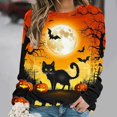 thumbnail image 6 of VKOYWKM Halloween Sweatshirts Women Black Cat Graphic Sweatshirts Oversized Long Sleeve Crew Neck Pullover Tops Halloween Party Sweatshirt, 6 of 6