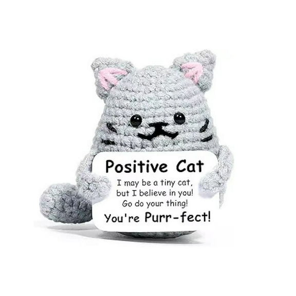 Handmade Inspirational Crochet Positive Cat, College Graduation Emotional Support Nuggets Funny Cat Lover Gift for Women Her Men Mom Dad Fathers Day Birthday Cute Themed Decor Stuff Merch