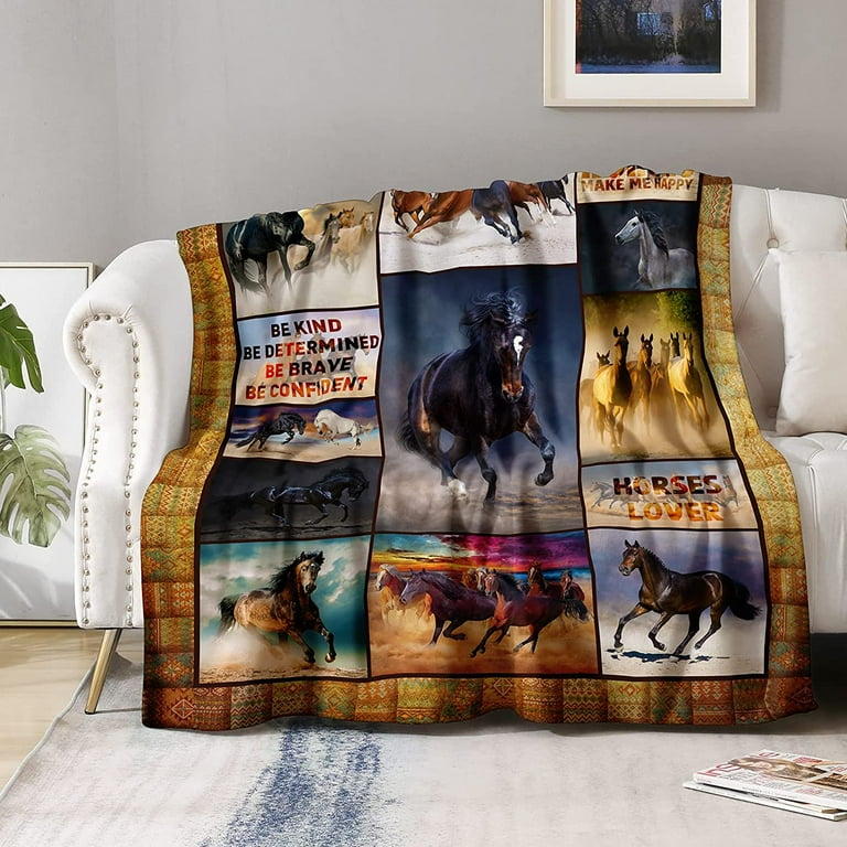 Horse Blanket Gifts for Horse Lovers Horse Gifts Animal Print Blanket Horse Decor Throw Blankets Soft Lightweight Cozy Bedding Couch Fleece Flannel Blanket for Adults Kids 60 x 50 Walmart