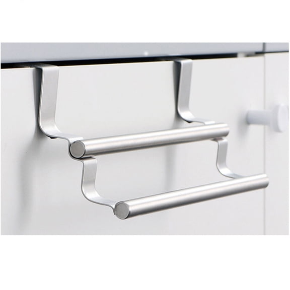 Healifty Stainless Steel Over The Door Towel Bar, Plated Silver, Space-Saving Kitchen and Bathroom Hanger