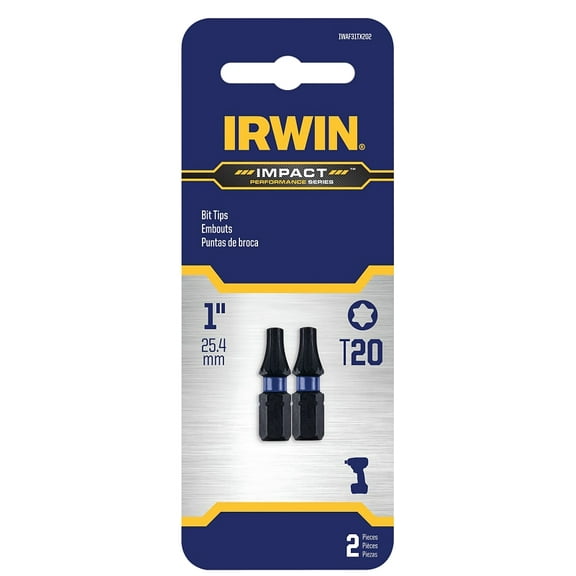 Irwin IWAF31TX202 Insert Bit, T20 Drive, Torx Drive, 1/4 in Shank, Hex Shank, 25 mm L, Steel