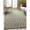 thumbnail image 1 of Unique Loom Trellis Collection Tribal Geometric Transitional Indoor and Outdoor Flatweave Area Rug, 5' x 8', Green/Ivory, 1 of 2