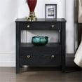 thumbnail image 2 of Pemberly Row Black Finish Wood 2-drawer Modern Storage Nightstand, 2 of 11