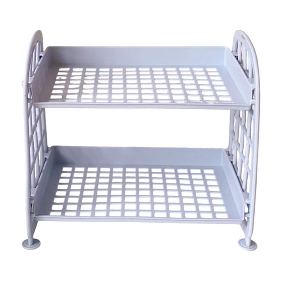 shyuyusa Folding Double-Layer Storage Rack - Compact Shelf for Desktop & Bathroom, Organizes Cosmetics, Jewelry & Small Essentials