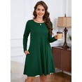 thumbnail image 3 of Chiclily Robe Décontractée à Manches Longues pour Femmes Vert Foncé Robe Tunique Moyenne Robe T-Shirt Ample avec Poches, 3 of 7