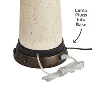 Barnes and Ivy Rustic Farmhouse Table Lamp 27 1/4 Tall with USB and AC Power Outlet in Base Bronze Hammered Beige Drum Shade for Bedroom Living Room