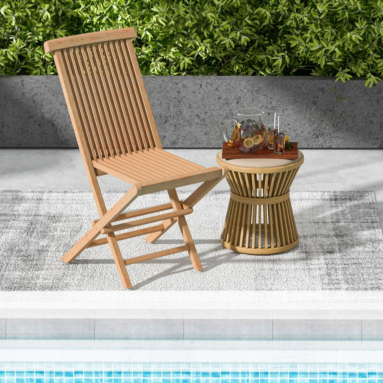 Costway 2 PCS Teak Folding Chair for Patio, Garden, Balcony