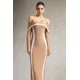 thumbnail image 2 of Vestido Bellabarnetten Hilda Maxi Brown con hombros descubiertos y manga larga, 2 of 6