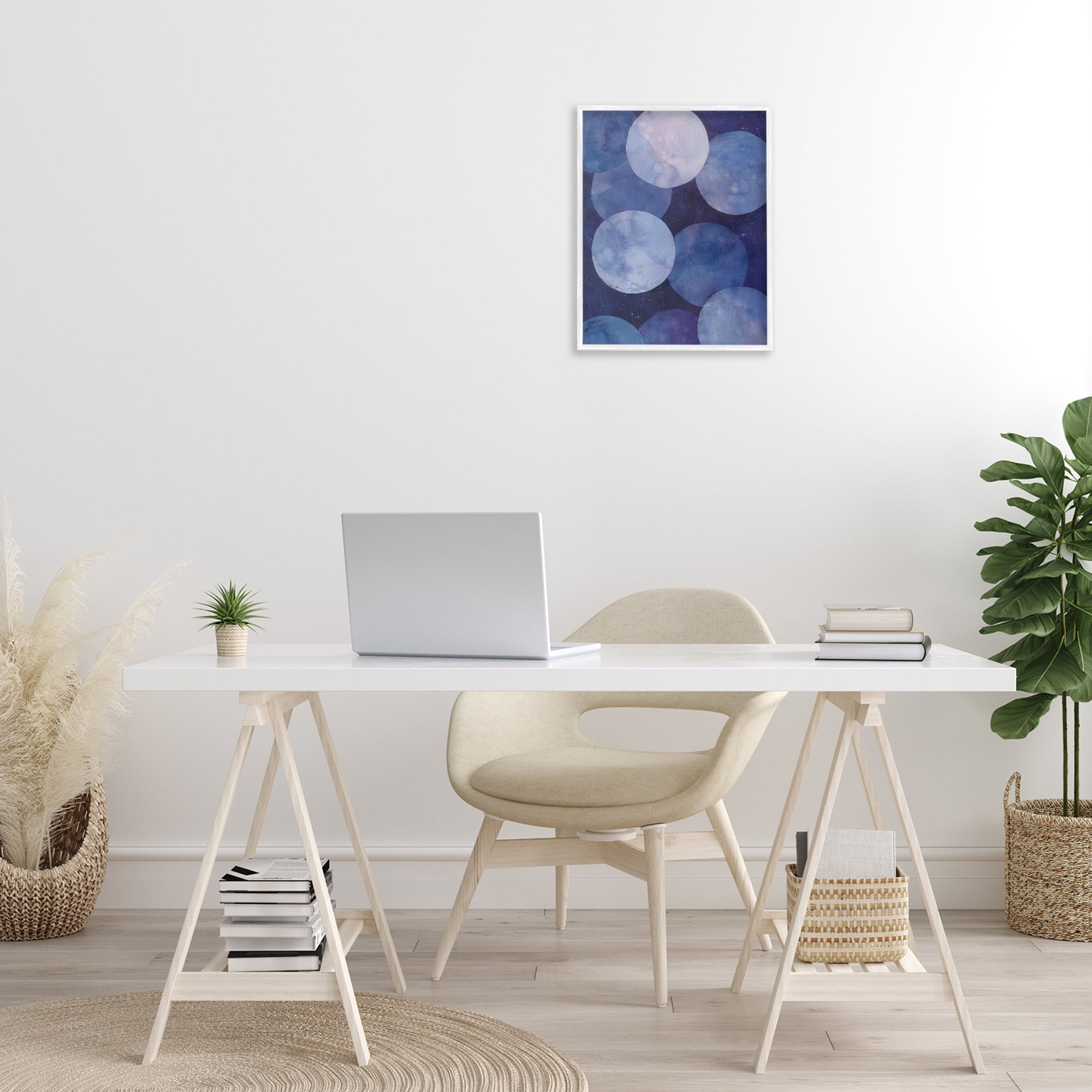 Stupell Industries Purple Circular Shapes Abstract Painting White Framed Art Print Wall Art, 16 x 20