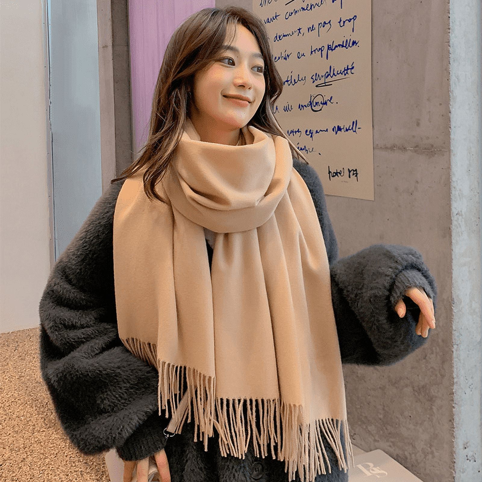 Large Soft Cashmere Feel Cashmere Shawl Wrap Lightweight Scarf beige Walmart