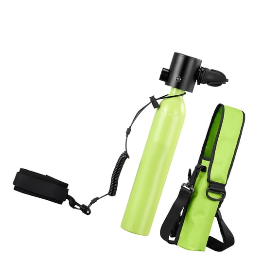 KFFKFF Portable Mini Scuba Tank, 0.5L Diving Cylinder for Underwater Breathing, Reusable Air Tank with Up to 10 Minutes Dive Time, Emergency Backup Bottle with Carry Bag and Lanyard for Snorkeling