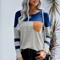 thumbnail image 2 of Camiseta de manga larga con rayas azules XXL y cuello redondo informal con dobladillo irregular para mujer, 2 of 6