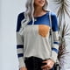 thumbnail image 2 of Camiseta de manga larga con rayas azules XXL y cuello redondo informal con dobladillo irregular para mujer, 2 of 6