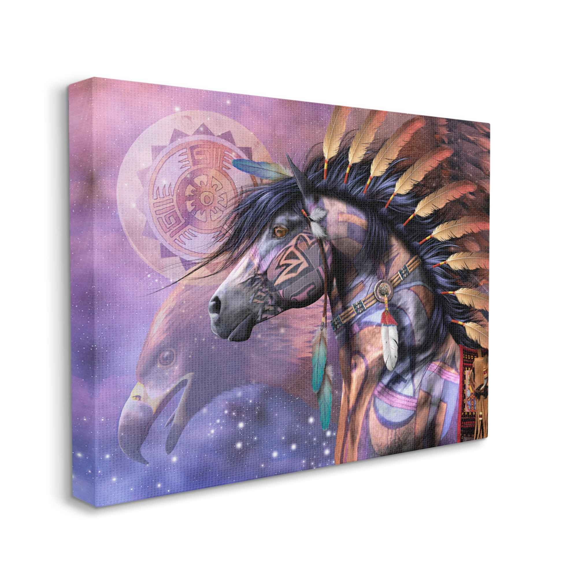 Stupell Industries Shaman Native Horse Animals & Insects Painting Gallery Wrapped Canvas Art Print Wall Art, 48 x 36