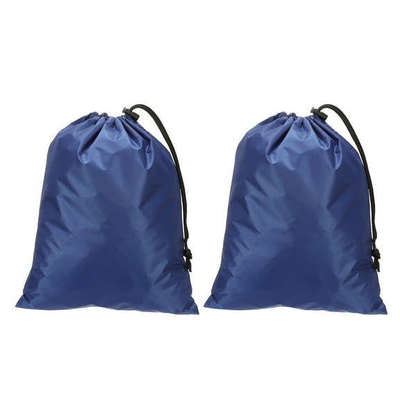 Uxcell Waterproof Cloth Laundry Bag, 2 Pack 13"x10" Heavy Duty Travel Bag with Drawstring Tear Resistant Storage, Blue