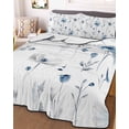 thumbnail image 3 of Quilts Full Size Bedding Set, Blue Floral Spring Lightweight Quilted Comforter, Farmhouse Poppy Botanical Soft Reversible Bedspread Coverlet with Pillow Covers for All Season, 78" x 90", 3 of 7