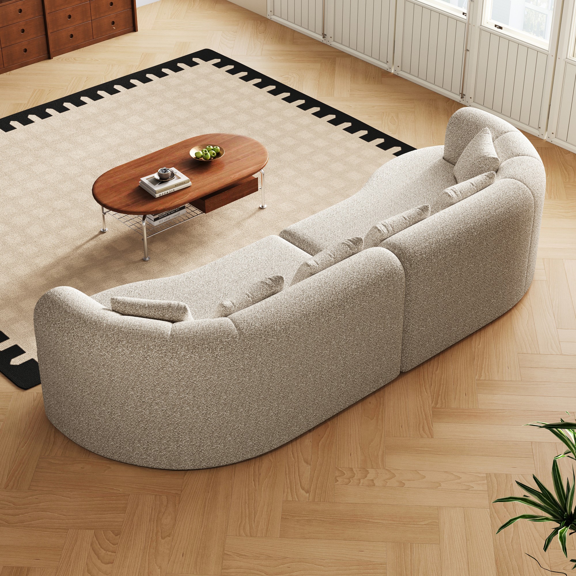 106" Oversized Sectional Sofa,Modern Chenille Memory Foam Sofa Cloud Sofa with Deep Seat & 6 Pillows for Living Room,Light Khaki
