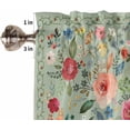 thumbnail image 5 of Flowers Sage Green Kitchen Curtains and Valances Set, Rod Pocket Curtains Tier Farmhouse Window Curtains 36 Inch Length, Botanical Colorful Floral Leaves 3 Piece Kitchen Curtains Set, 5 of 6