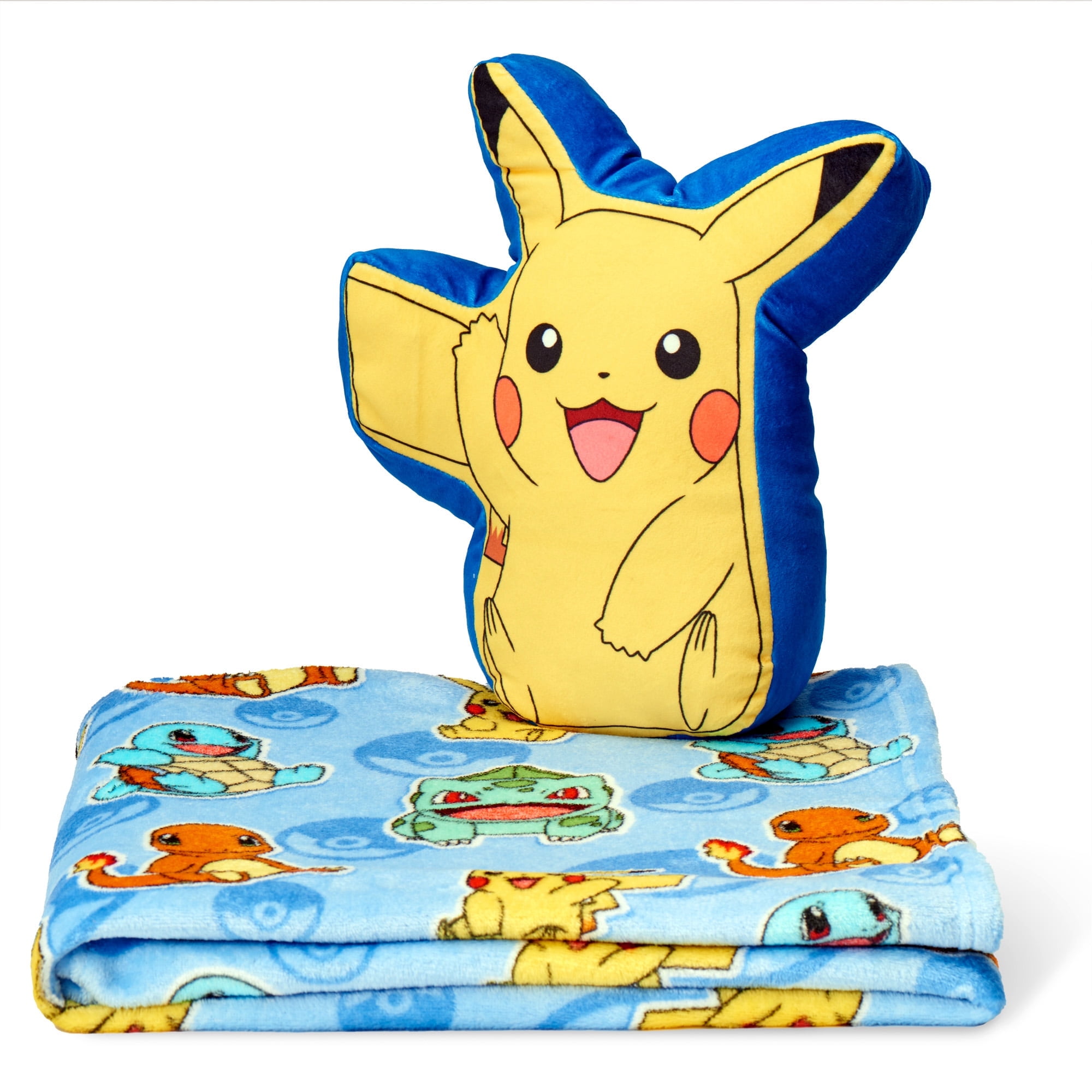 Pokemon Pikachu Cute Silk Touch Throw Blanket and Plush Character Hugger Set – Ultra Soft Plush Character Pillow for Kids