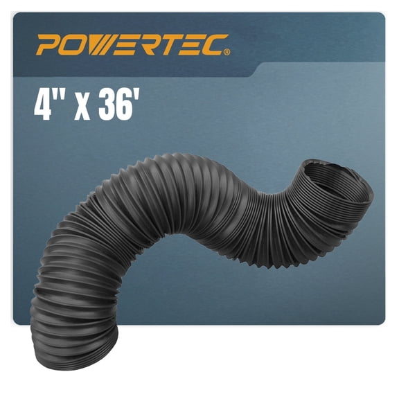 POWERTEC 4'' x 36" Dust Collection Hose, Flexible 4 Inch Dust Collector Hose for Table Saw, Drill Press, Woodworking and Wood Shop Dust Collection System, 70128V