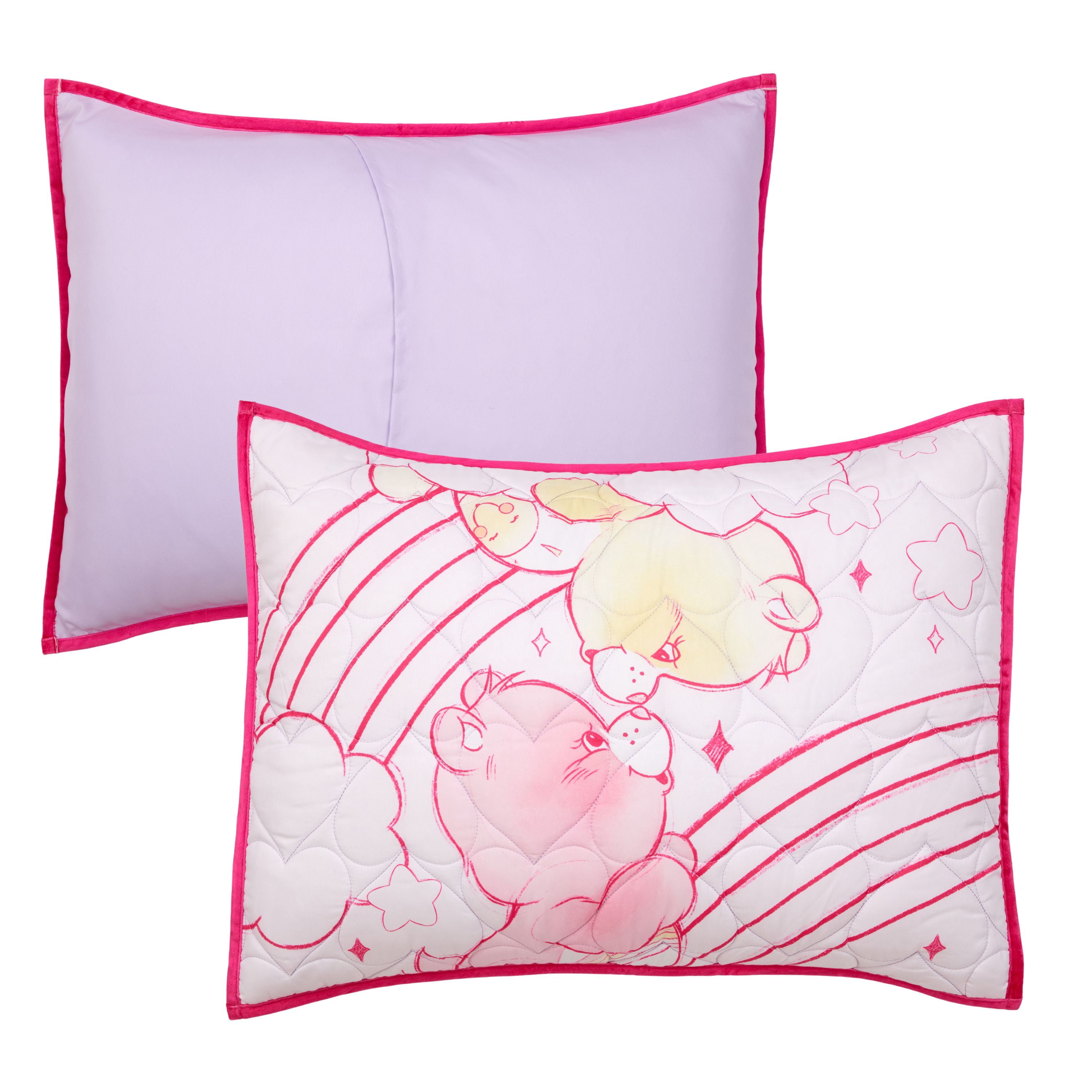 Care Bears Pink 3 Piece Quilt and Sham set, Queen