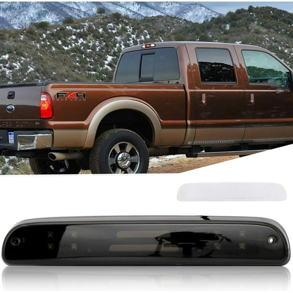 3rd Third Brake Light for 1999-2016 Ford F250 F350 F450 F550 Super Duty, 1993-2011 Ranger LED High Mount Rear Brake Lights (Black Housing Clear Lens)