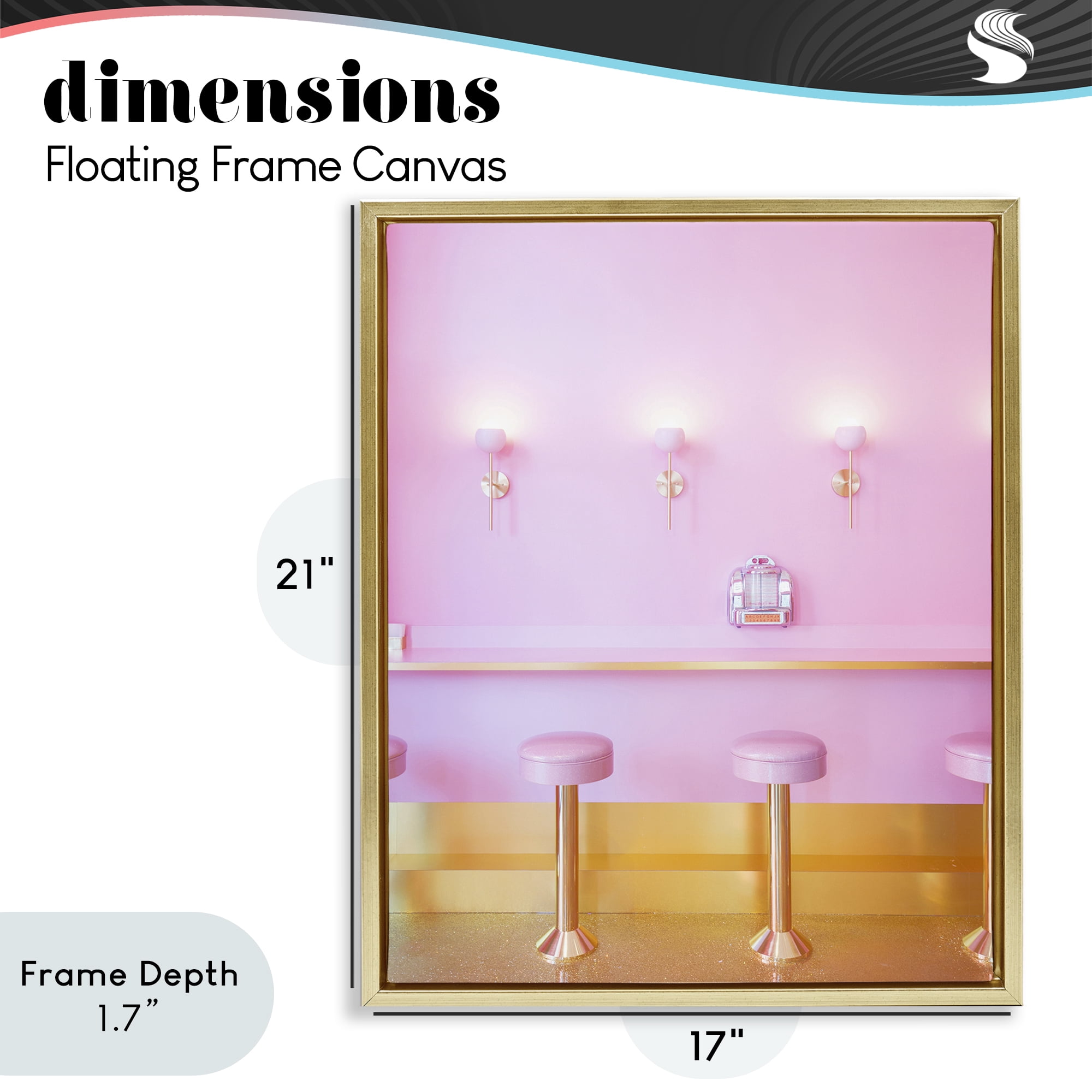 Stupell Industries Pink Retro Dessert Parlor Gold Framed Floater Canvas Wall Art, design by LISH Creative