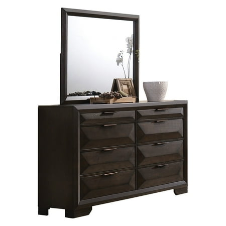 ACME Merveille Rectangle Beveled Mirror in Espresso