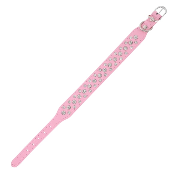 SHOWERORO Collar Ajustable Para En Cuero Sintético Con Rosa Y Pedrería Resplandeciente