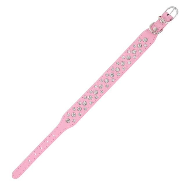 SHOWERORO Collar Ajustable Para En Cuero Sintético Con Rosa Y Pedrería Resplandeciente