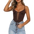 thumbnail image 1 of Pudcoco Women Close-fitting Bandage Camisole, Solid Color V-neck Tanks, 1 of 7