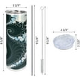 thumbnail image 3 of Astral 20 Oz Skinny Tumbler, Abstract Fractal Inspired Motif with Swirls, Leak-Proof Straw Lid and Brush Vacuum Insulated for Outdoor Use, Ivory Dark Reseda Green, 3 of 6