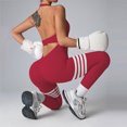 thumbnail image 7 of larppty Womens Workout Seamless Jumpsuit Spring Summer Fashion Hip Lift Peach Hip Shap Backless Yoga Jumpsuit Romper Outfits（Red， M）, 7 of 7
