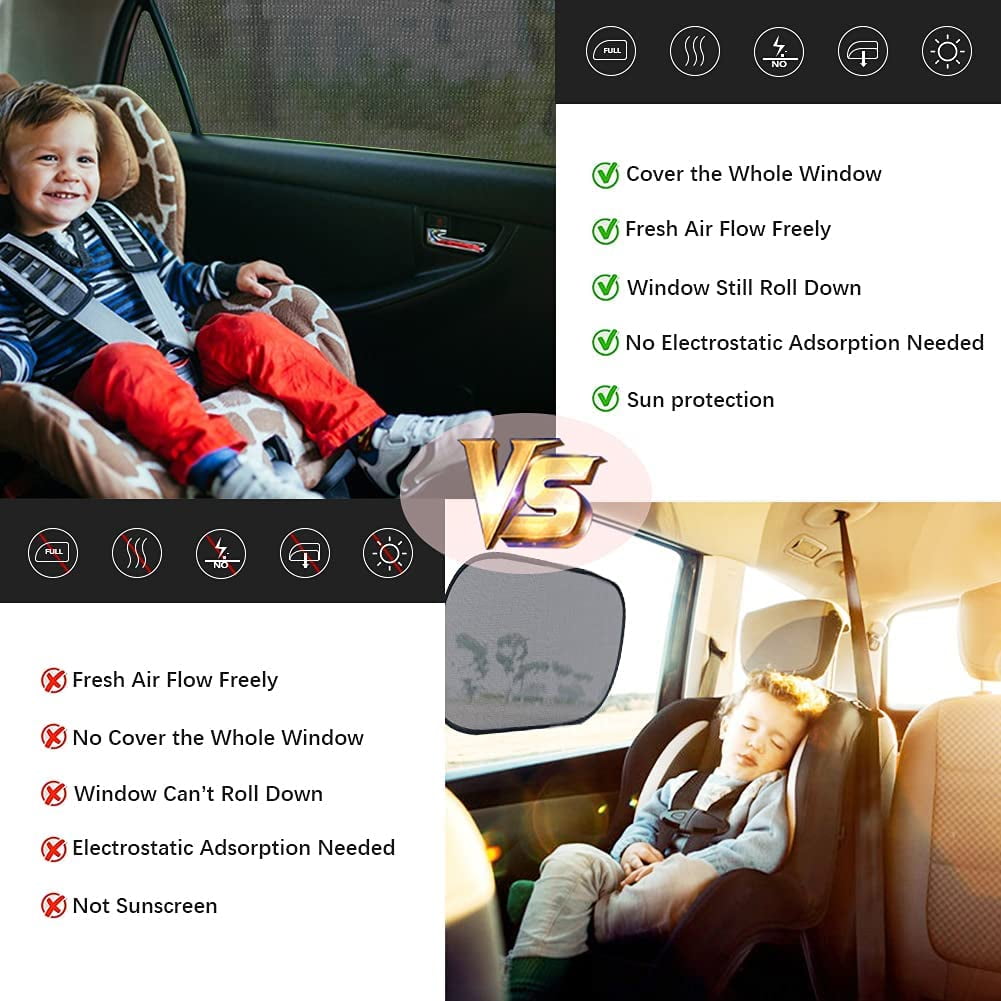  MOVINPE Car Window Shade for Baby, 2-Pack Breathable Mesh Rear  Window Screens, Universal Stretchable Sun Shades, Heat and UV Block,  Privacy Shield for Toddler Kids Babies (Forest Animals) : Automotive