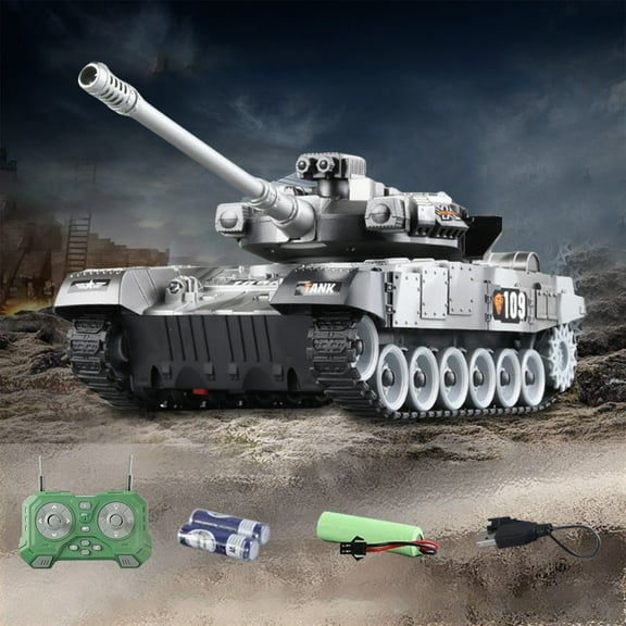 Remote Control Tank for Boys,RC Tank,Alloy Material with Smoke Effect, Lights & Realistic Sounds,1:24 M1A2 Battle Tank Toy,Great Gift Toy for Kids