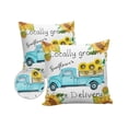 thumbnail image 2 of Outdoor Throw Pillow Cover Watercolor Farm Teal Truck Sunflowers Waterproof Cushion Covers 2 Pack Farmhouse White Pillow Cases Home Decoration for Patio Garden Couch Sofa, 2 of 7