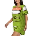 thumbnail image 2 of "Wukai Fresh Sushi Women's Pajama Set - Short-Sleeve Top and Shorts with Elastic Waistband and Pockets for Loungewear, Yoga, and Casual Wear-Large, 2 of 8